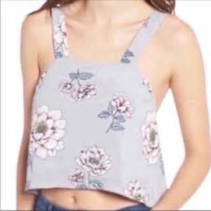 J.O.A. Silky floral tank in blue gray/pink